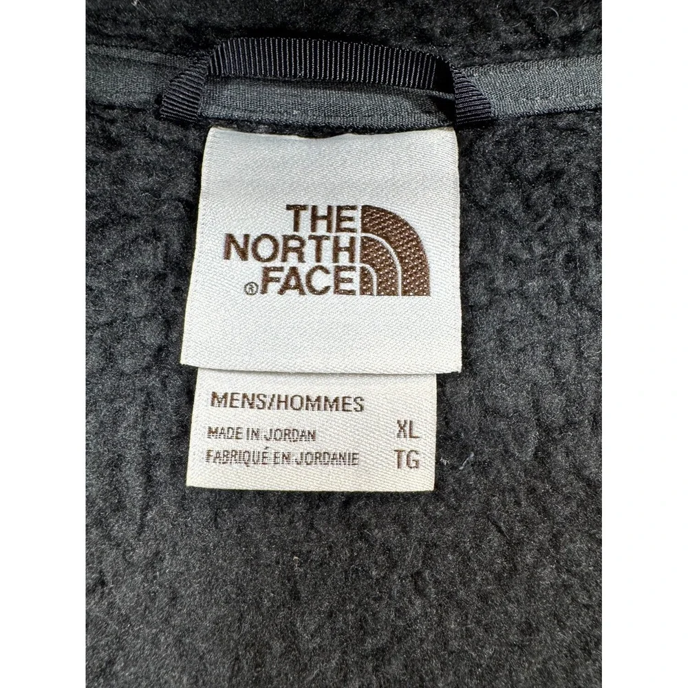 The North Face Mens XL Black Sherpa Fleece Jacket Full Zip High Neck Cinch Hem